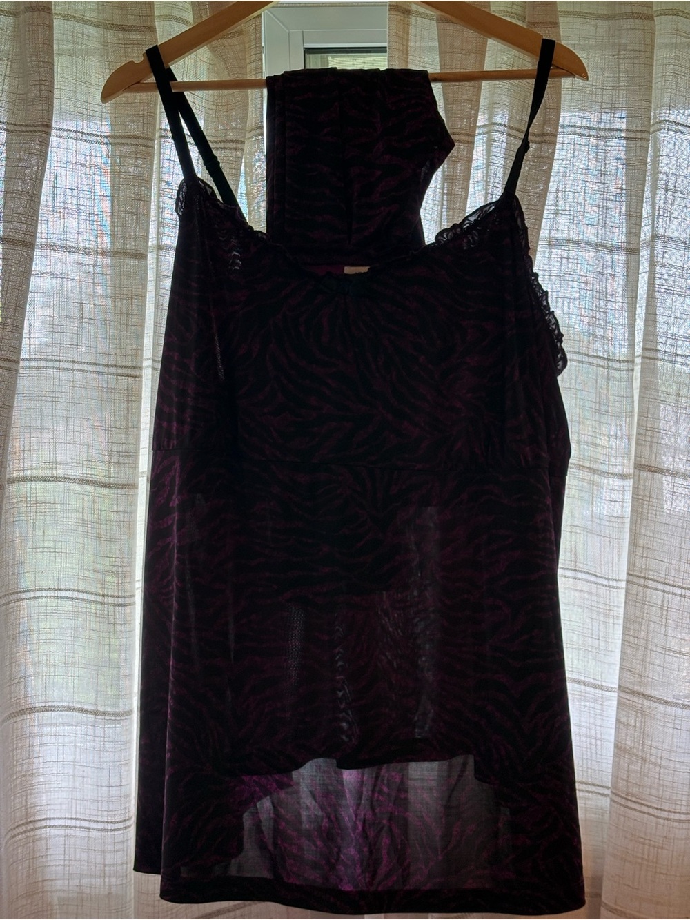 Addition Elle Dark Purple Lace-Trim Sheer Pyjama set